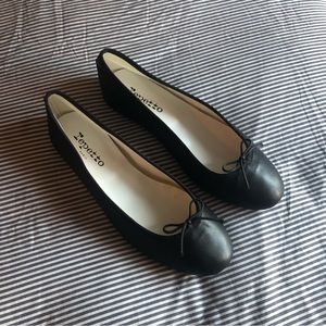 Repetto cendrillon black leather ballerina flats 40.5